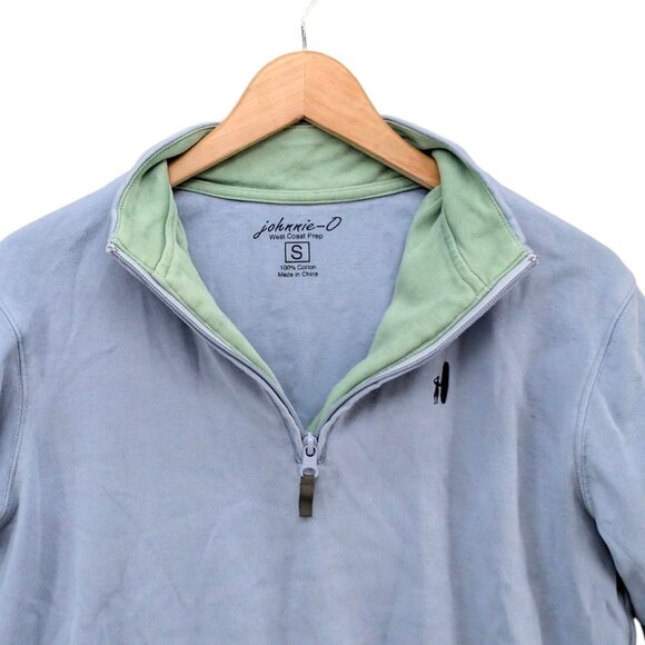 Johnnie O Sully Quarter Zip Sweater Mens Light Blue Cotton Long Sleeve Size S - Picture 4 of 9